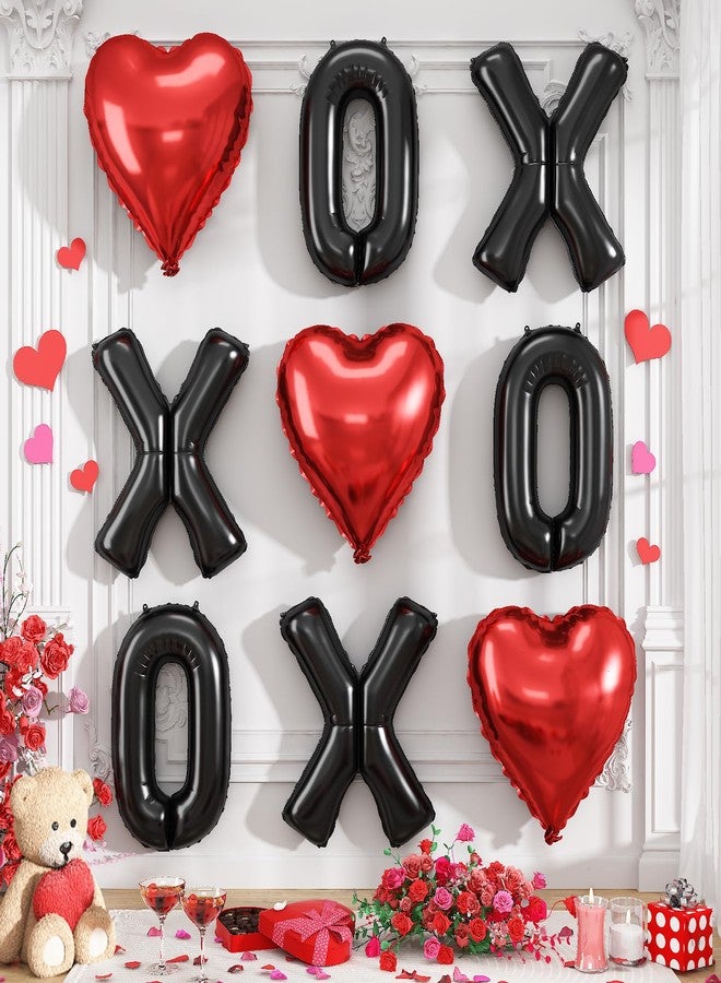Togvu XOXO Balloons, 18 Inch Red Heart Foil Balloons, 16Inch Black Valentine Letters Mylar Foil Balloon for Valentines Day Galentines Bachelorette Wedding Bridal Shower Party Decoration Photo Props Supplies - Image 1